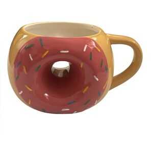 Tag Donut Mug with Pink and Tan Colors- like new